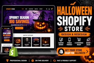 halloween shopify store, halloween shopify website and seasonal ecommerce store