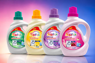 design cleaning product labels and packaging for sprays, detergents and bottles