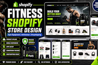design a high converting fitness shopify store for gym equipment and activewear