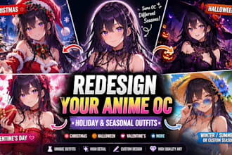 design anime, redesign anime oc in any holiday or seasonal outfit