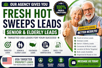 our agency company we give you fresh hot sweeps leads, senior elderly leads