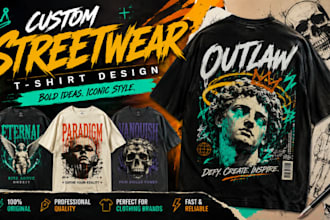 do custom streetwear t shirt design, graphic tshirt, vintage, for clothing brand