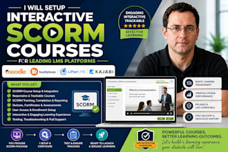 setup interactive scorm courses for moodle lms, buddyboss, lifterlms, kajabi