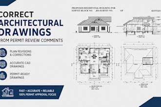 correct architectural drawings from permit review comments, plan revisions cad