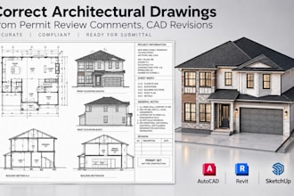 revise architectural drawings from permit review comments cad revisions
