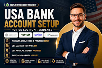 create USA bank mercury payoneer stripe wise and nonresident US llc registration