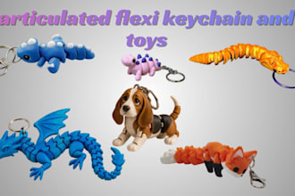 create custom 3d flexi key toys, articulated models, stl files and keychains