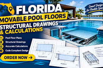 design florida movable pool floors, structural drawings and calculations