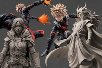 create high quality 3d model anime figurine toy action figure for 3d printing