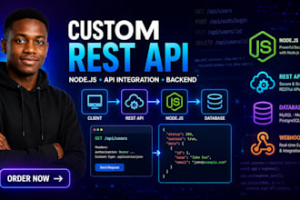 build custom rest API, API integration and node js backend development