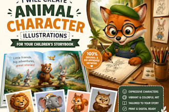 create animal character illustrations for your childrens storybook