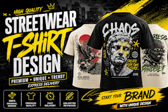 design custom streetwear t shirt, graphic tee and clothing design