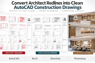 convert architect redlines into clean autocad construction drawings