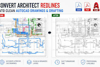 convert architect redlines into clean autocad construction drawings and drafting