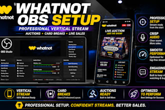 setup professional whatnot vertical stream with obs for auctions and card breaks