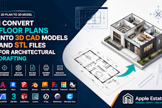 design 3d cad model an stl file for architectural floor plan drafting