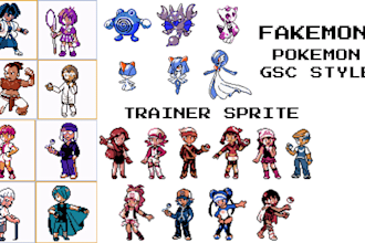 create pokemon gsc style trainer sprites pokemon sprite fakemon pixel art