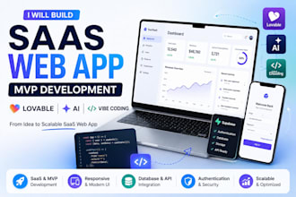 build saas web app mvp, ai web app ai saas website using lovable and vibecoding