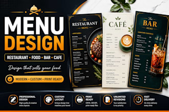 design food menu restaurant menu, bar and cafe menu