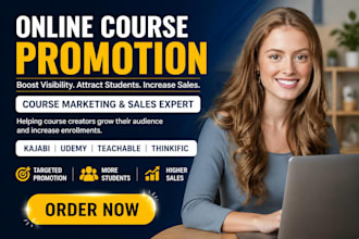 online course promotion kajabi udemy teachable thinkiific course marketing sales