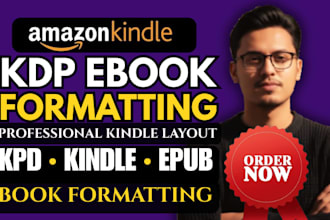 professionally do KDP ebook formatting for kindle with a polished layout