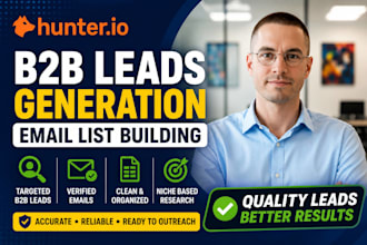 create hunter io cold email leads b2b lead generation email list building