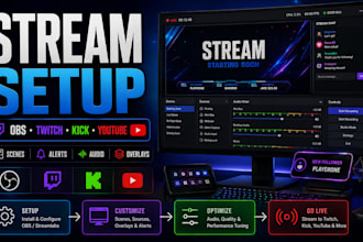 stream setup obs streamlabs twitch youtube kick alerts scenes obs channel setup