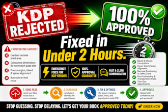 fix amazon KDP cover, interior trim bleed upload error formatting issue in 2hour