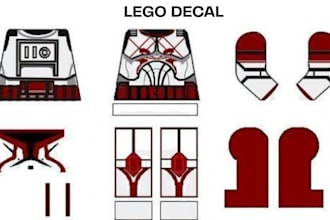 design custom lego decal, sticker and lego minifigure for uv and pad printing