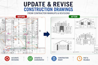 update and revise construction drawings from contractor markups and revisions
