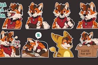 do furry telegram stickers ref sheet badges furry art fursona animated sticker