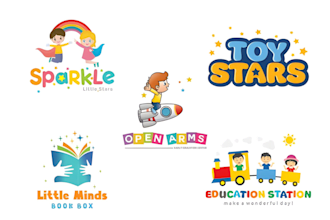 design kids shop, baby store, children and daycare or childcare logo