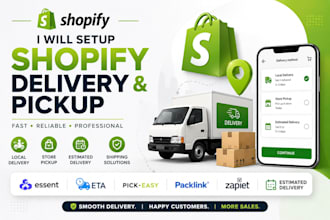 setup shopify delivery and pickup essent eta pickeasy packlink zapiet estimated