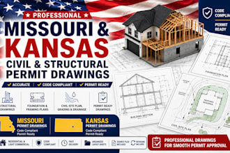 prepare missouri and kansas civil structural permit drawings