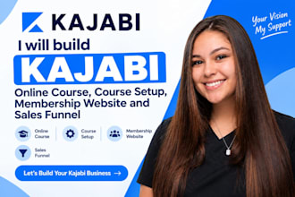 build kajabi online course, course setup, membership website and sales funnel