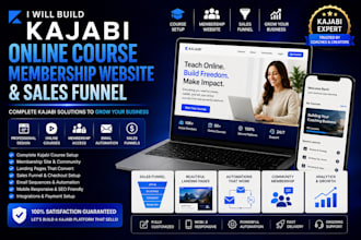 build kajabi online course, course setup, membership website and sales funnel