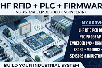 design uhf rfid pcb, program plc and develop embedded firmware