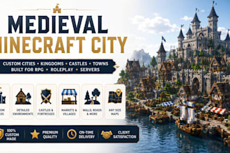 create custom medieval minecraft city kingdom castle and rpg map pack game city