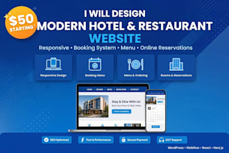create a modern hotel and restaurant website design