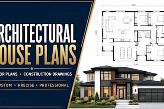 draw architectural house plans, floor plan, architceture or construction drawing