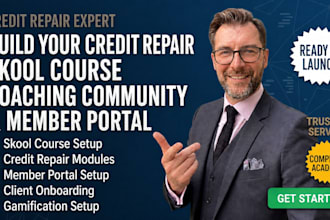 design a credit repair skool course, coaching community and member portal