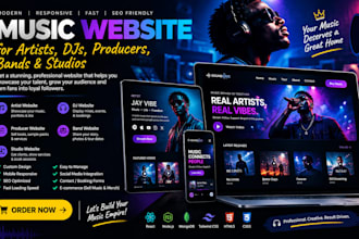 crea music website for music artist, producer, dj, band or record label