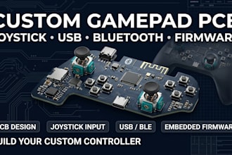 design custom gamepad pcb, joystick, usb, bluetooth and embedded firmware