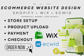 design ecwid, wix and shopify dropshipping ecommerce website and online store
