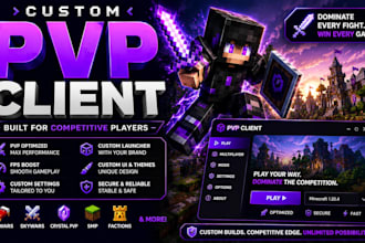 make a custom minecraft pvp client and minecraft launcher coach game bedwars art