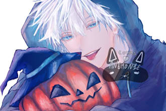 draw your ych or oc hugging a pumpkin for halloween