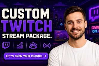 create animated twitch overlay design, animated twitch screen and twitch pannel