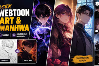 create professional korean anime illustration or webtoon art