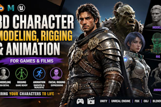 model rig and animate 3d characters for game and films