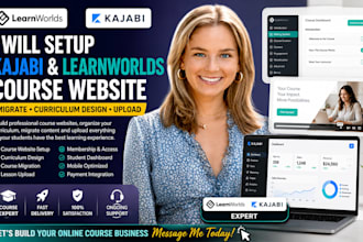 kajabi learnworlds course website, migrate learnworld course curriculum design